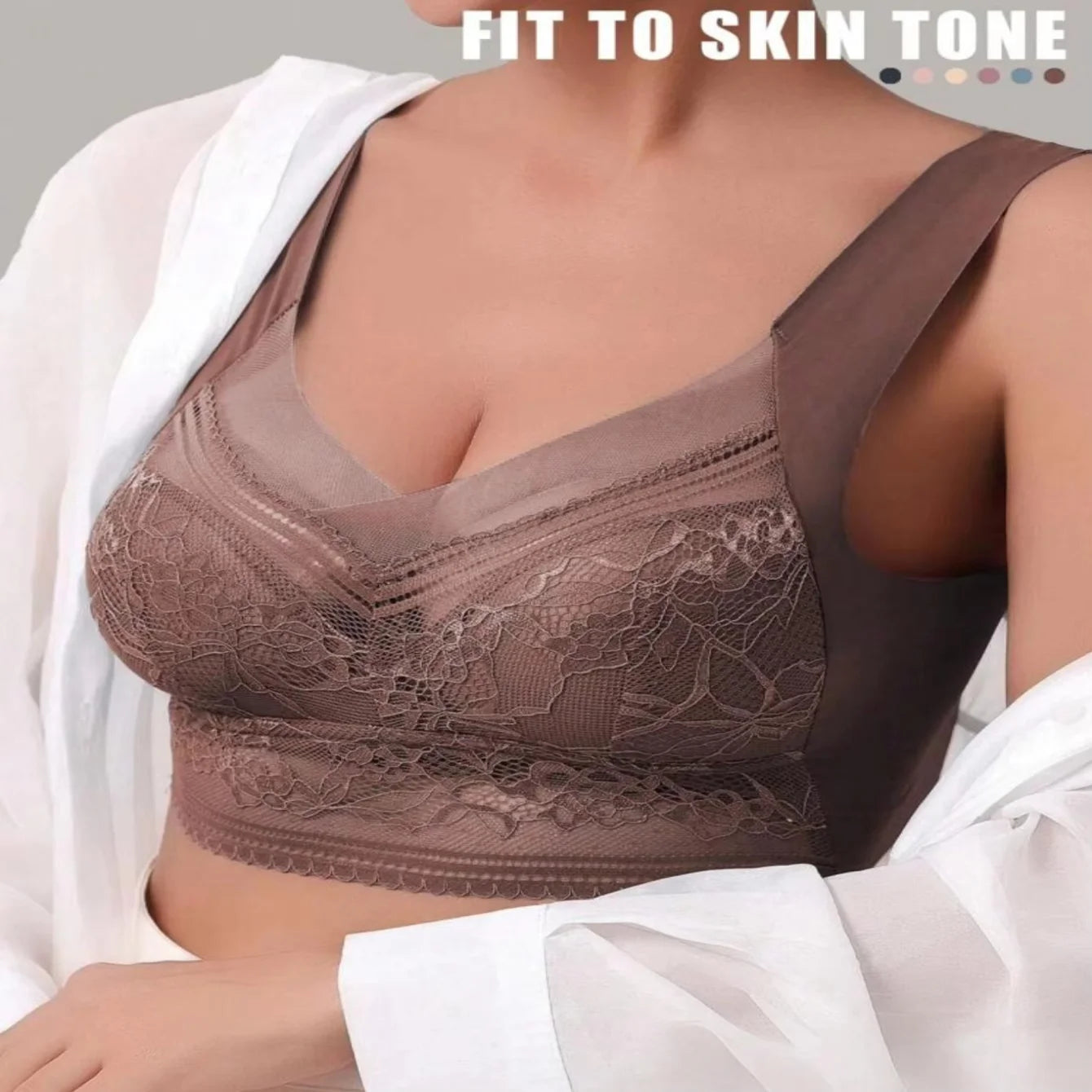 6-pc Lace bra, Wireless sports bra, push up