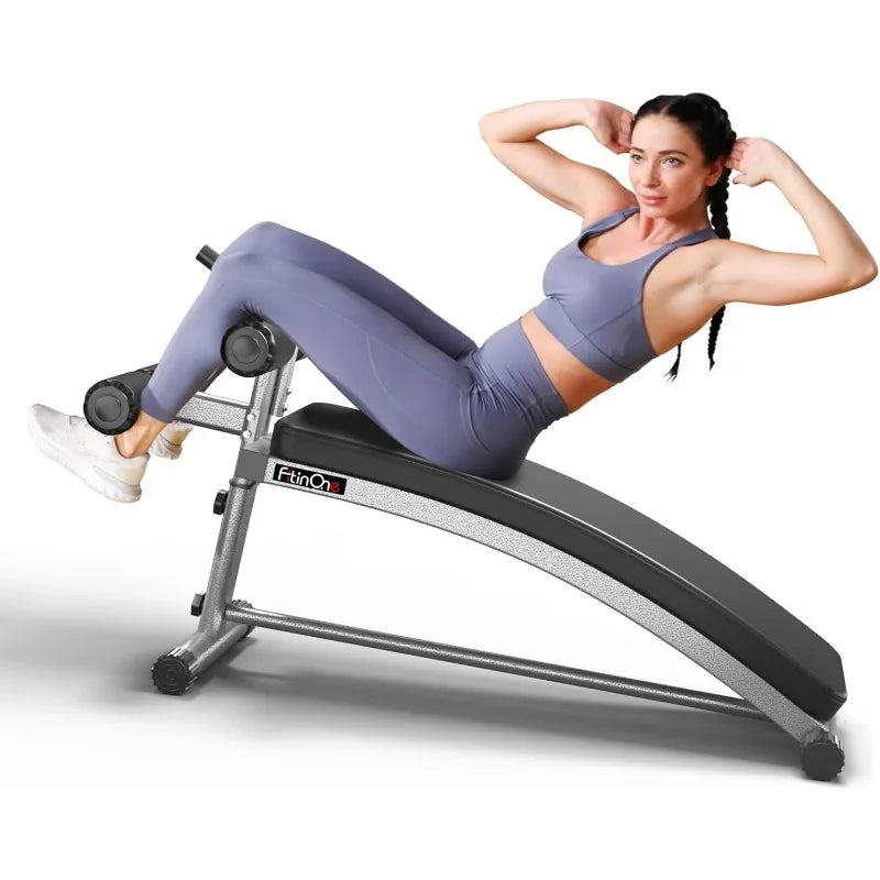 Sit Up Bench, Reverse Crunch Handle, Curved Ab Workout