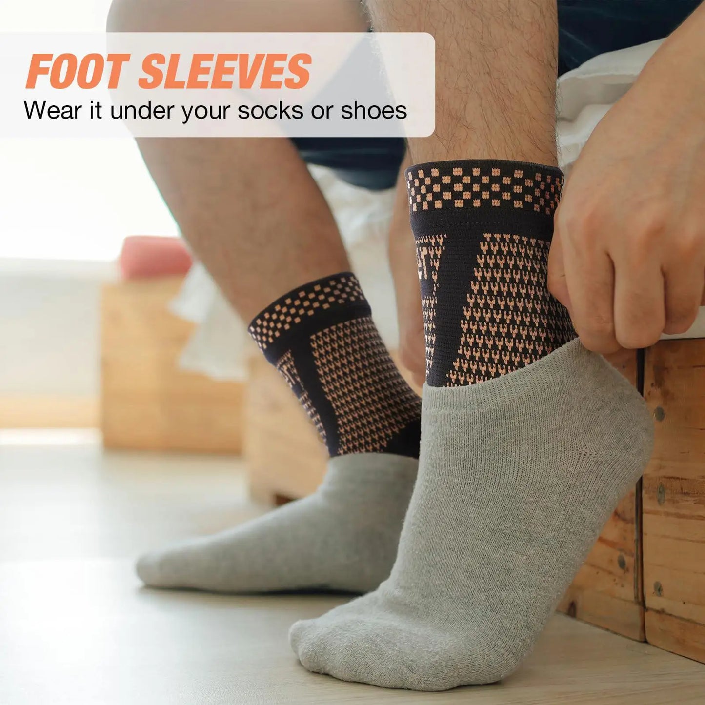 Copper Ankle Brace, Support Sleeve, Foot Wrap
