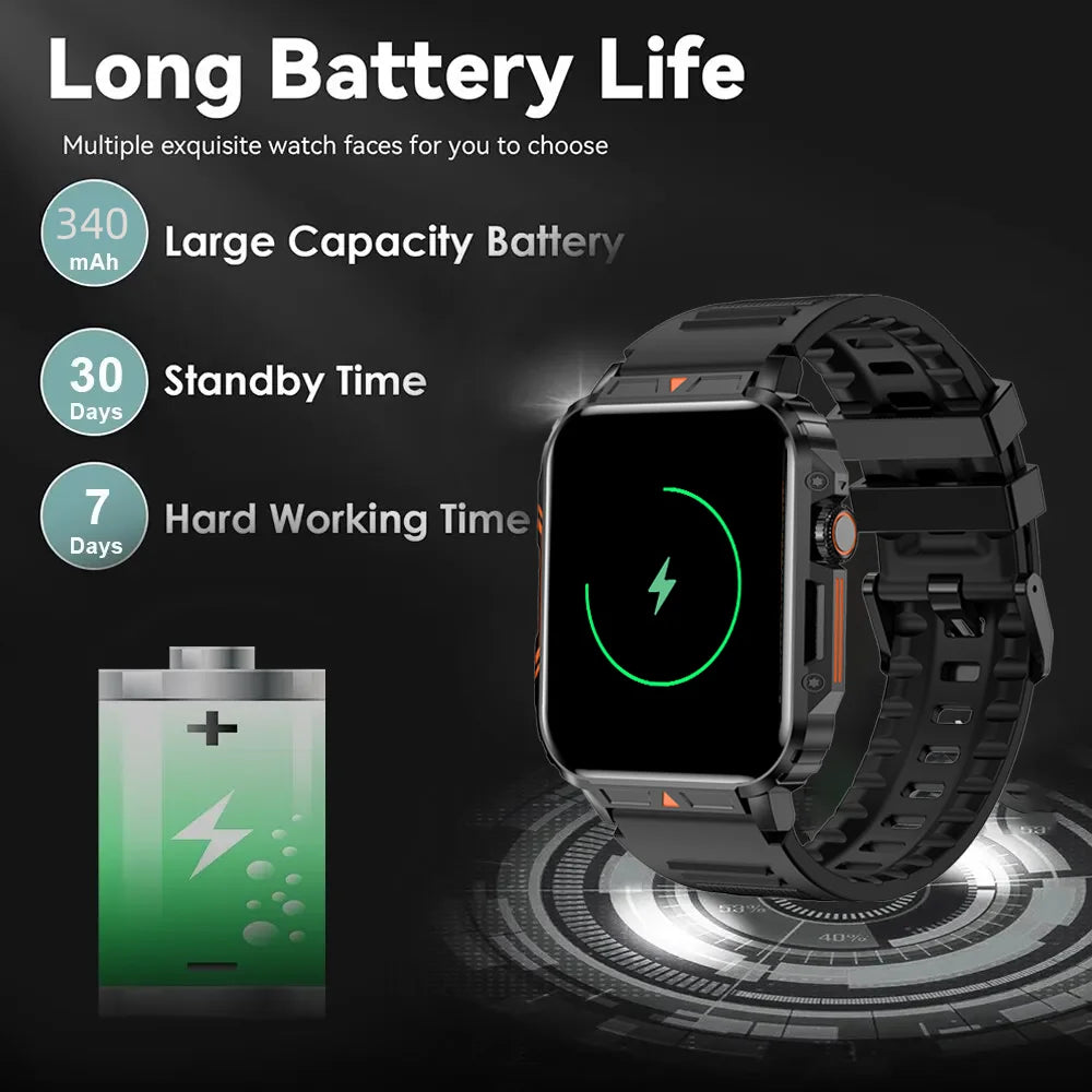 Military Smart Watch, Bluetooth, Heart Rate