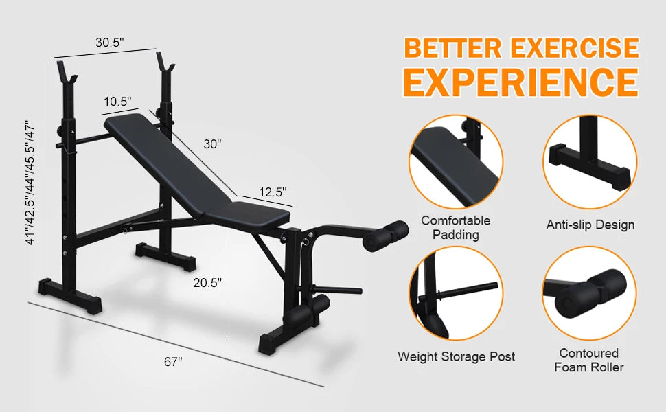 Weight Bench, Squat Rack, Strength Training