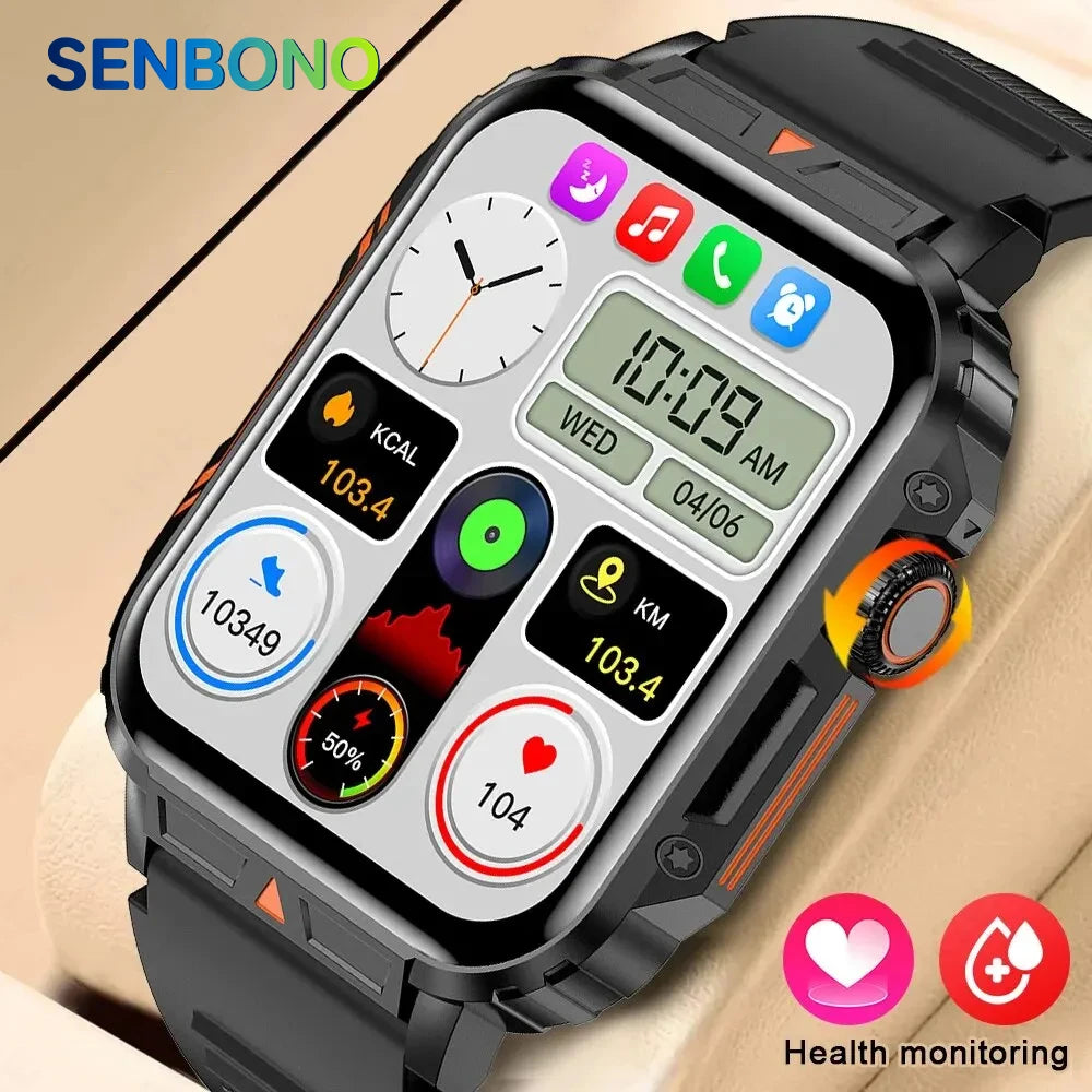 Military Smart Watch, Bluetooth, Heart Rate