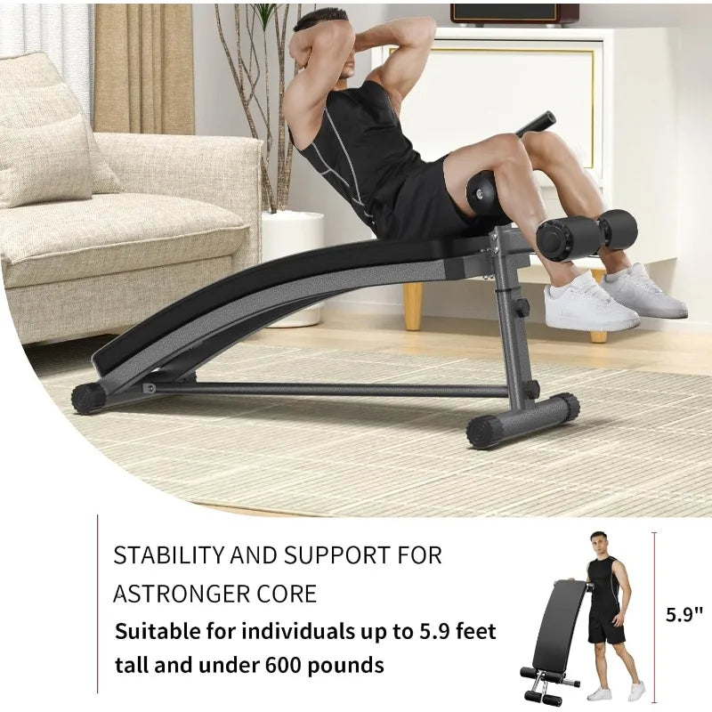 Sit Up Bench, Reverse Crunch Handle, Curved Ab Workout