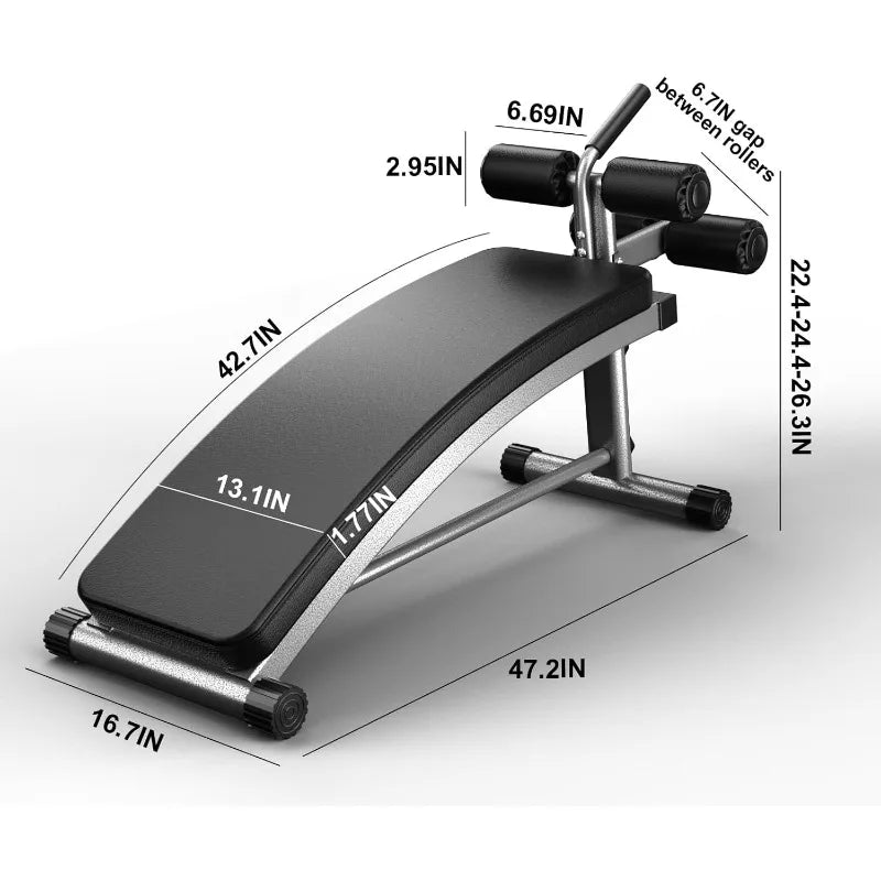 Sit Up Bench, Reverse Crunch Handle, Curved Ab Workout