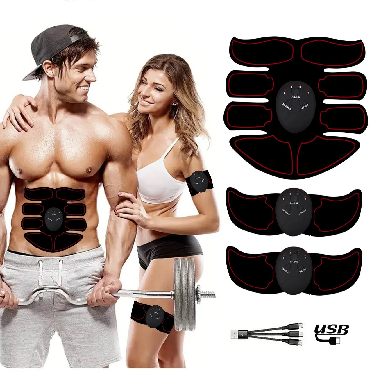 Abdominal Muscle Stimulator, Rechargeable, Abdominal Training Belt