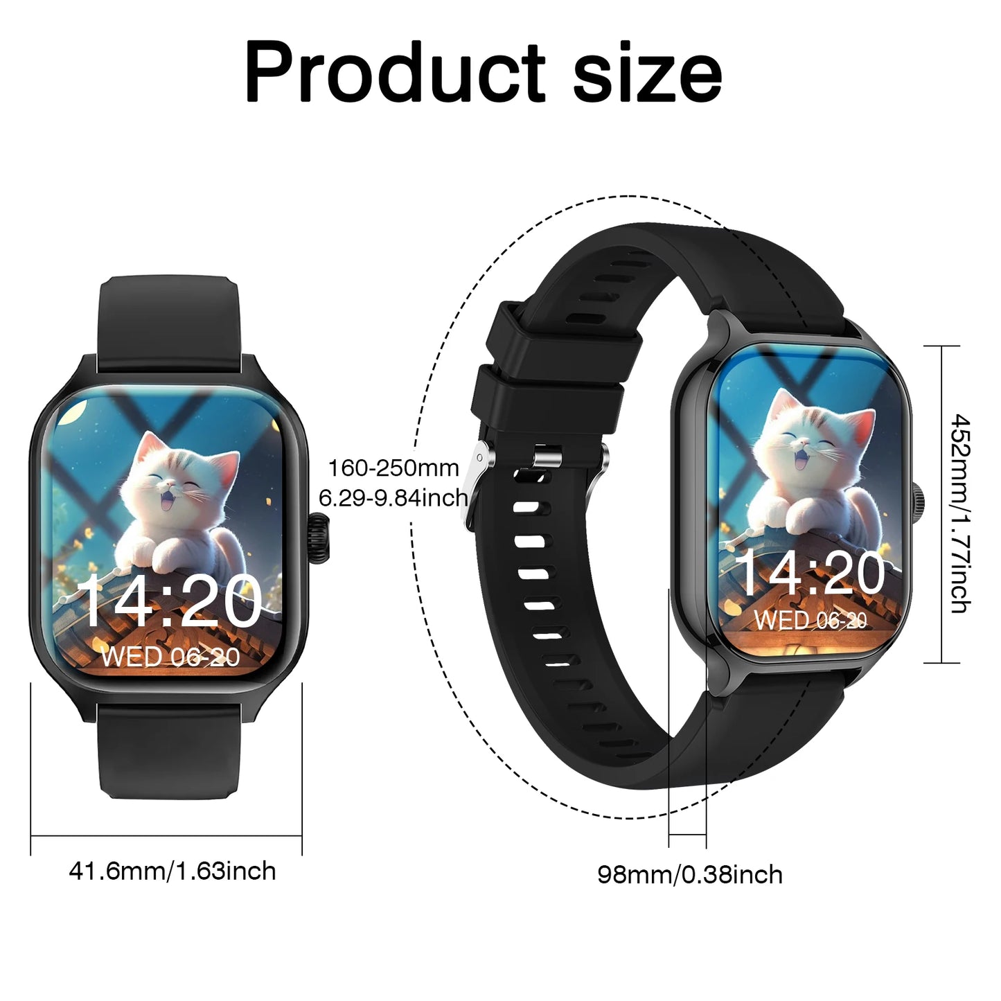 Smart watch, Multiple Sports Modes, Custom Faces,