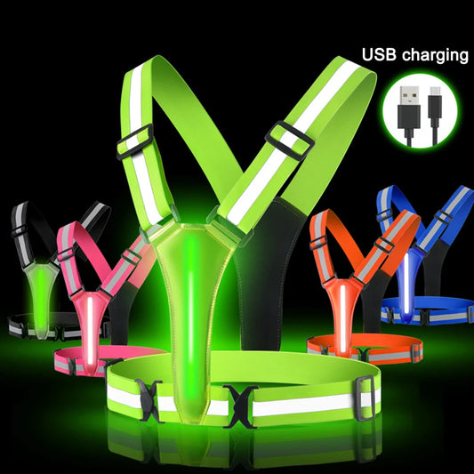 LED Running Vest, Rechargeable, Glowing