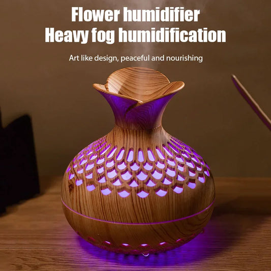Wood Grain Vase Humidifier,  Ultrasonic, Aroma Diffuser
