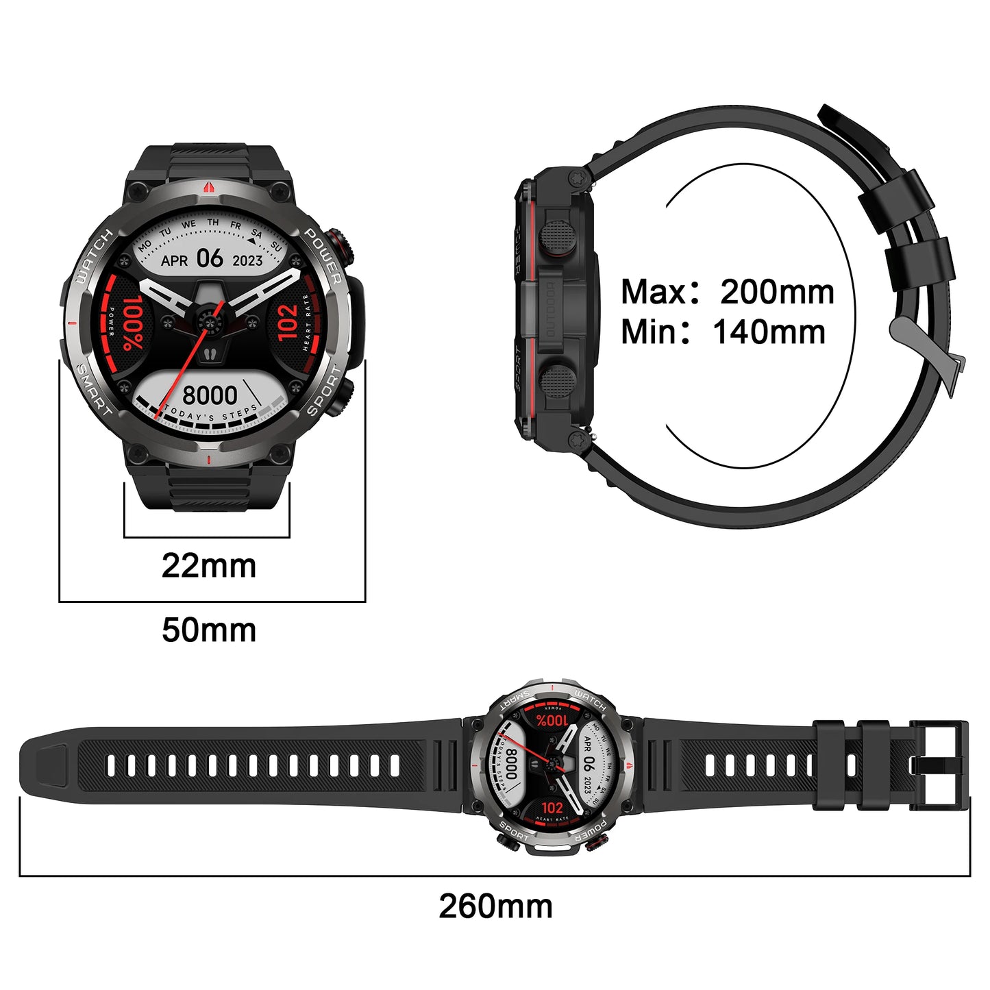 Bluetooth Watch,  Alloy Case, Touch Screen,