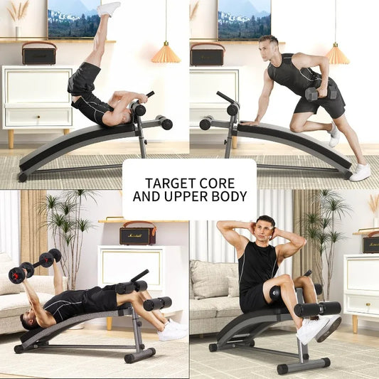 Sit Up Bench, Reverse Crunch Handle, Curved Ab Workout
